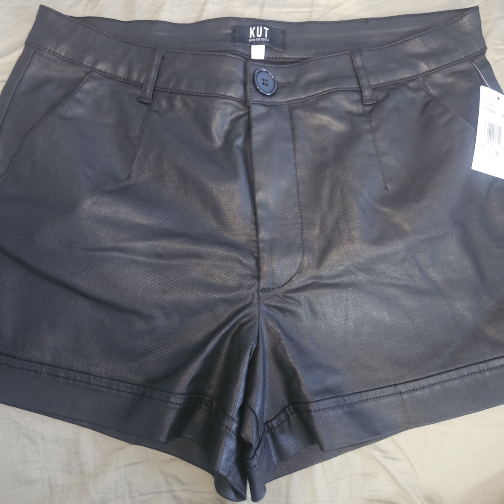 Kut from the Kloth High Waist Leather-Look Shorts